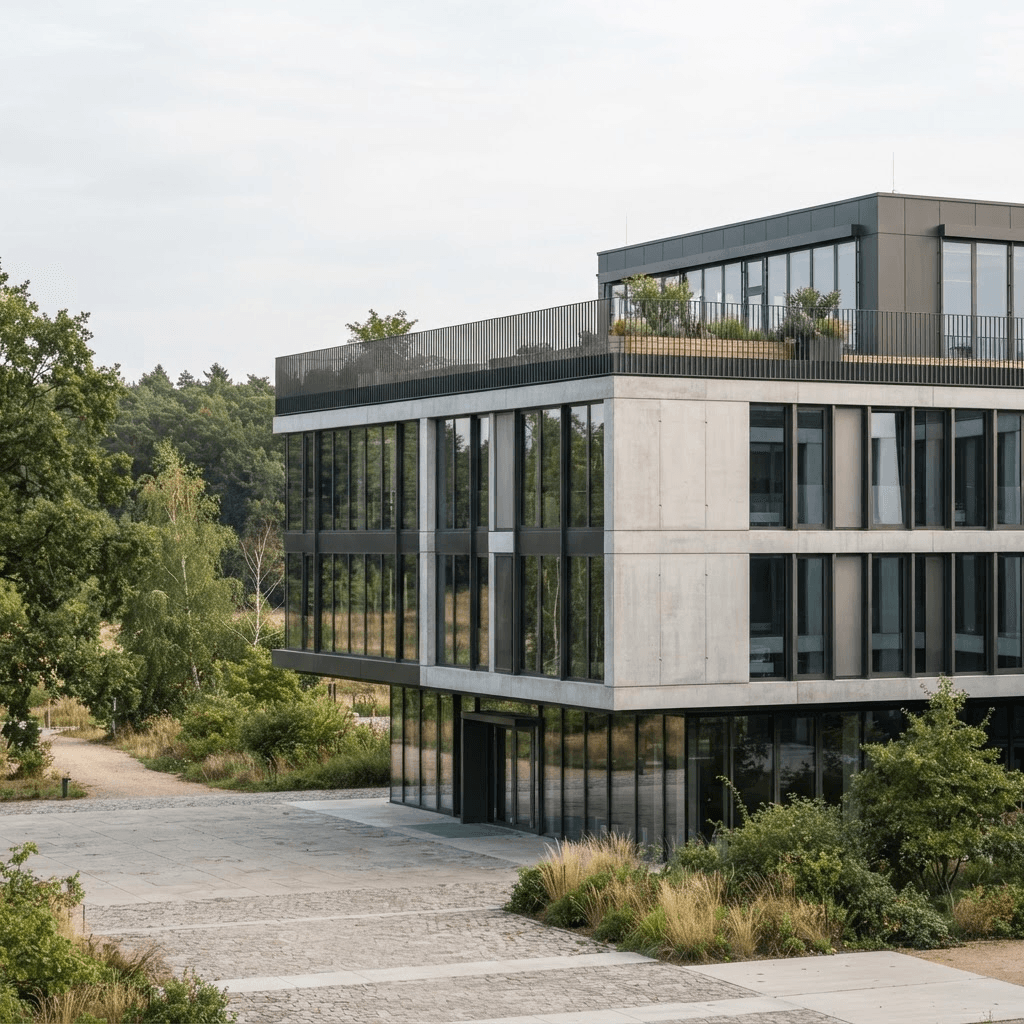 Gewerbegebäude mit gesicherter Dachterrasse